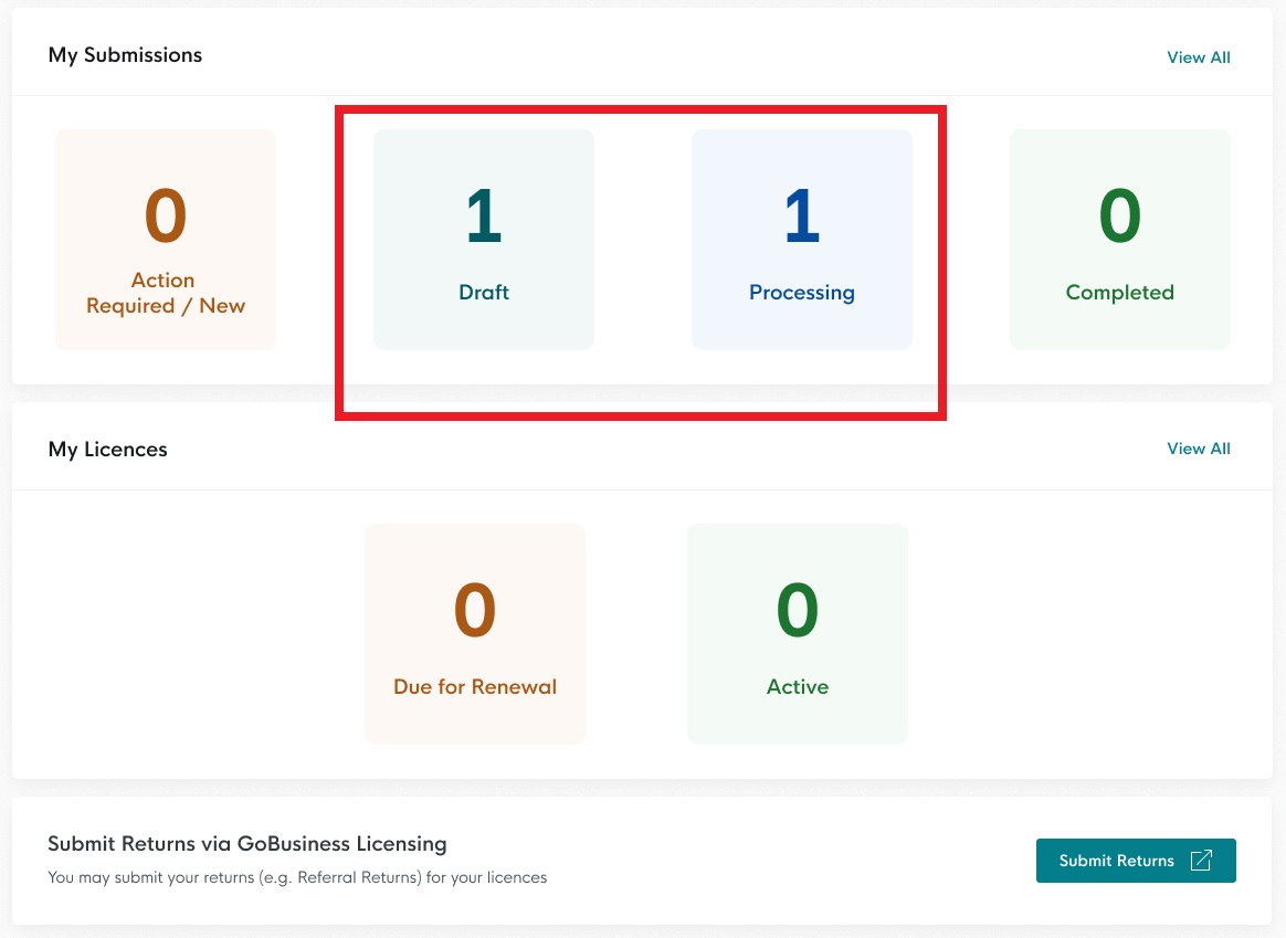 GoBusiness Dashboard track application status